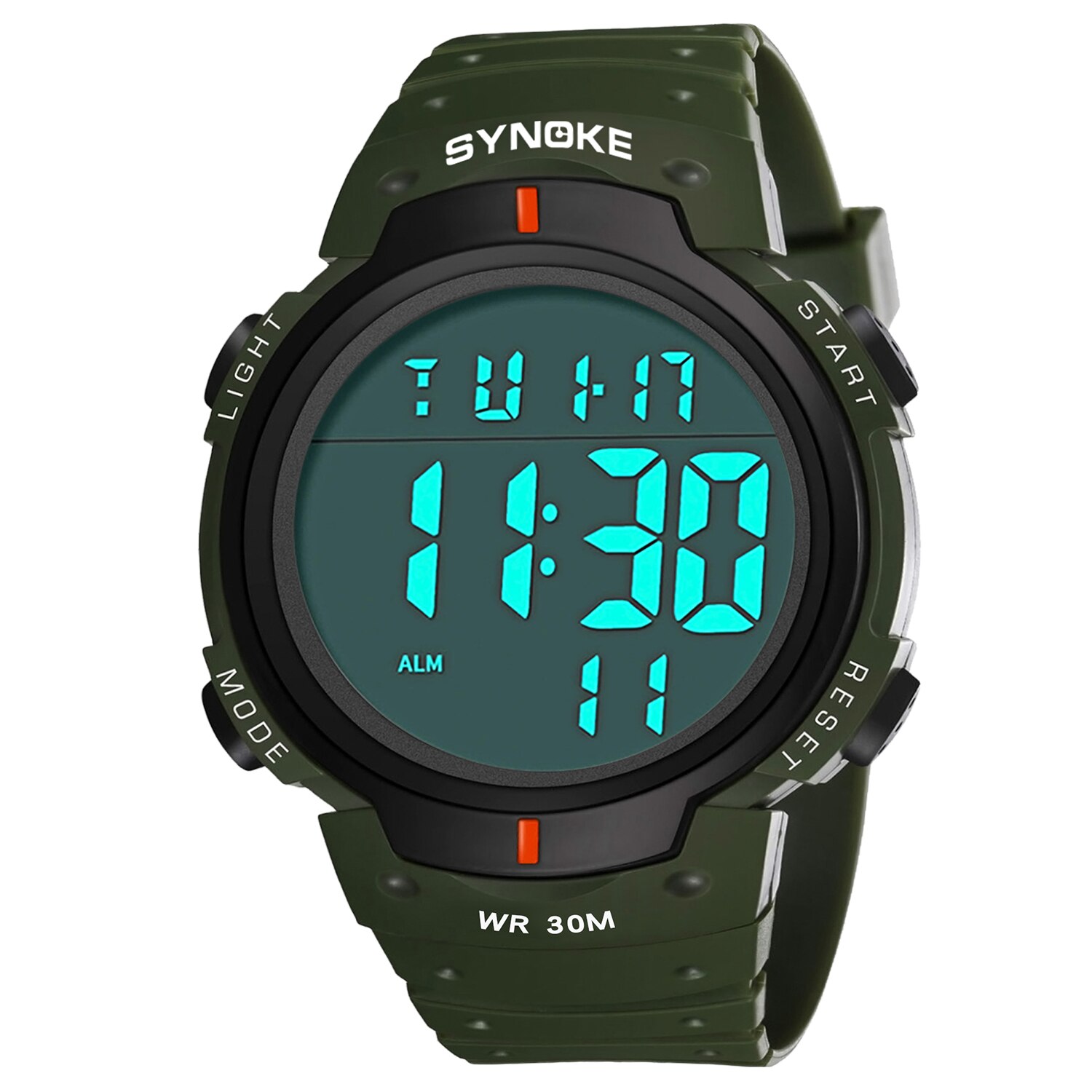 SYNOKE männer Uhren Große Zifferblatt Wasserdichte LED Alarm Uhr Sport Uhr Herren Digitale Armbanduhr Relogio Masculino Uhr Männer: Grün