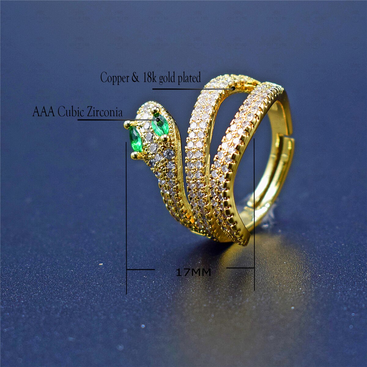 Anillo De Serpiente De arcoíris para mujer, sortija De oro pavé De arcoíris AAA, Anillo De circón cúbico, Anillo joya De Serpiente dorado: RS-06