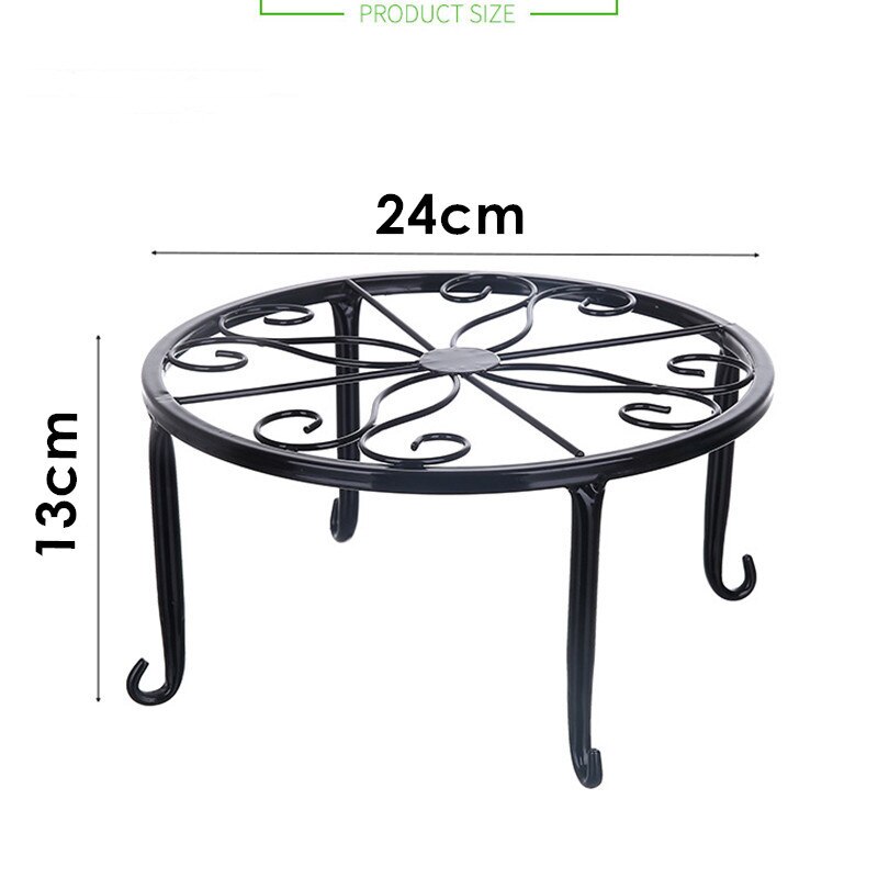 Présentoir rond en fer forgé, pour pots de fleurs, 3 tailles, présentoir rond pour bastion, plantes de jardin, Balcon porte-fleurs: Black Medium