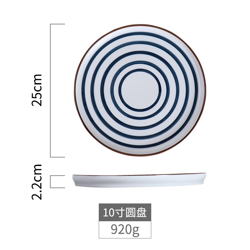 Ceramic Geometric Pattern Dinner Plates Originality Dish Kitchen Utensils Home Retro Persona Art Tableware Decor 8/10 Inch: D-10Inch