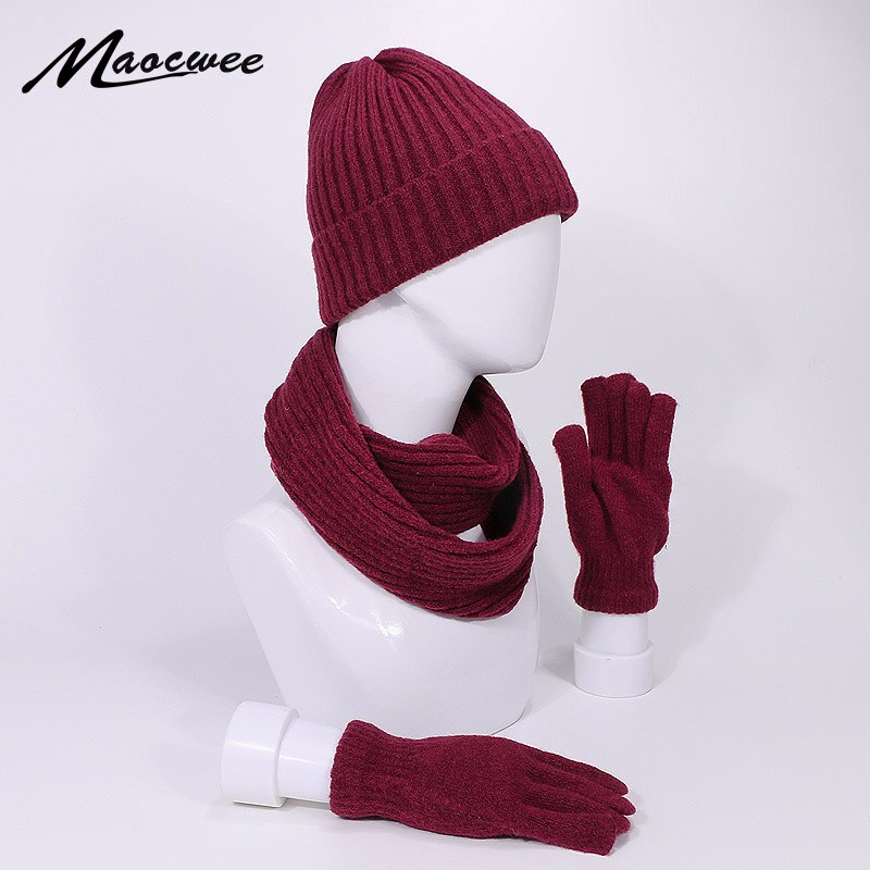 Ensemble de gants écharpe pour chapeaux | En, bonnet d'hiver tricoté extérieur et épais pour hommes et femmes, costume unisexe 3 pièces