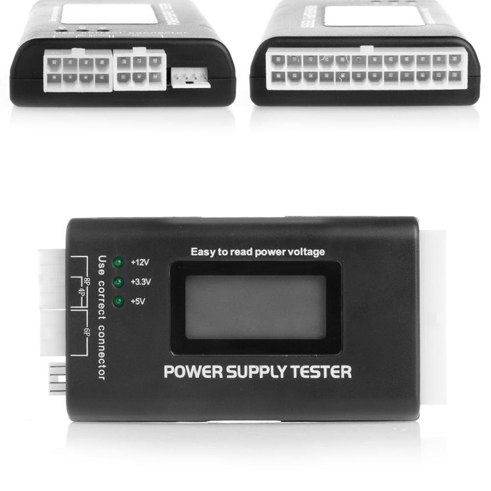 Lcd strömförsörjningstestare multifunktionsdator 20 24 stift sata lcd psu hd atx btx spänningstestkälla