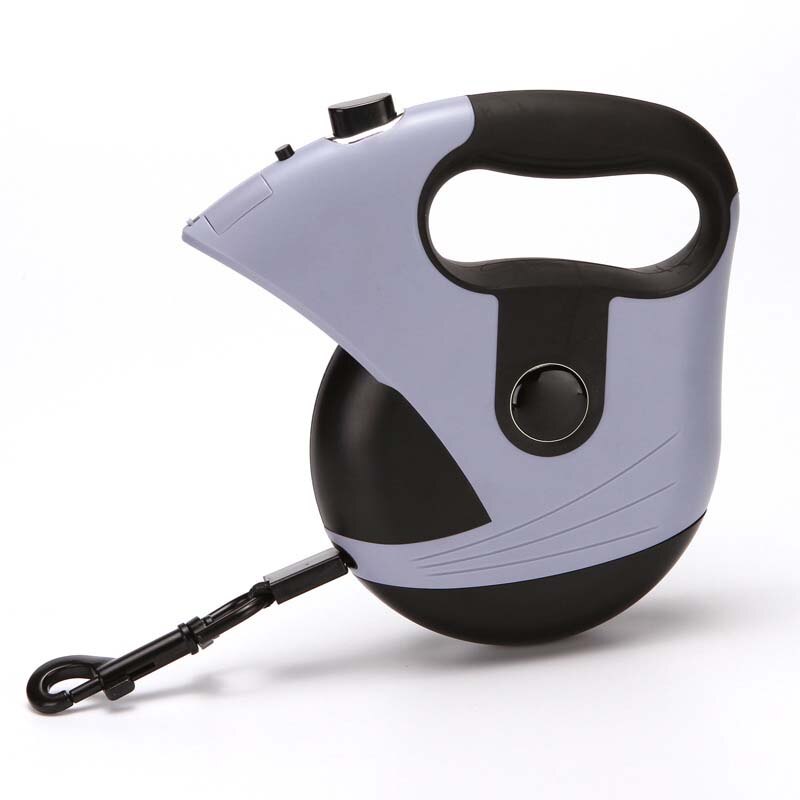 Retractable Dog Leash 16 Feet Heavy Duty Retractable Walking One-Handed Brake, Pause, Lock, Build-in LED Flashlight PL052: Gray
