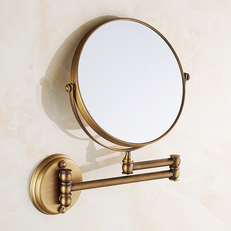 Double Sided 1X/3X Bathroom Magnifying Makeup Mirror Retractable Folding Arm Wall Mounted Dresser Round Mirror Rustic Brass: A ( 1X - 3X )