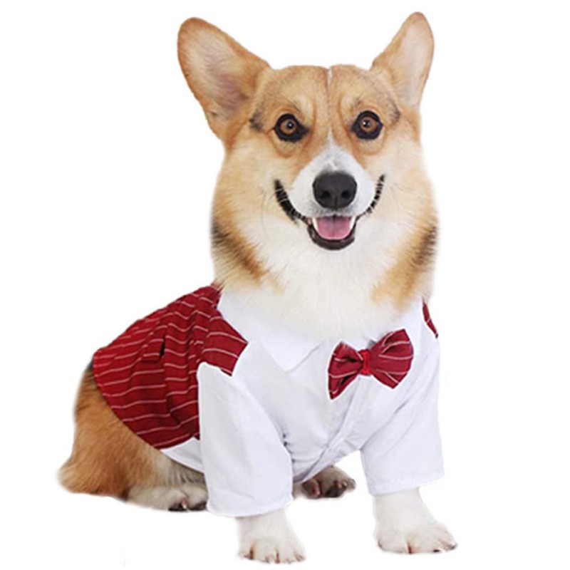 Cămașă pentru câini haine pentru câini mici costum elegant papion cămașă de nuntă costum smoking formal cu papion cățeluș pisică îmbrăcăminte buldog
