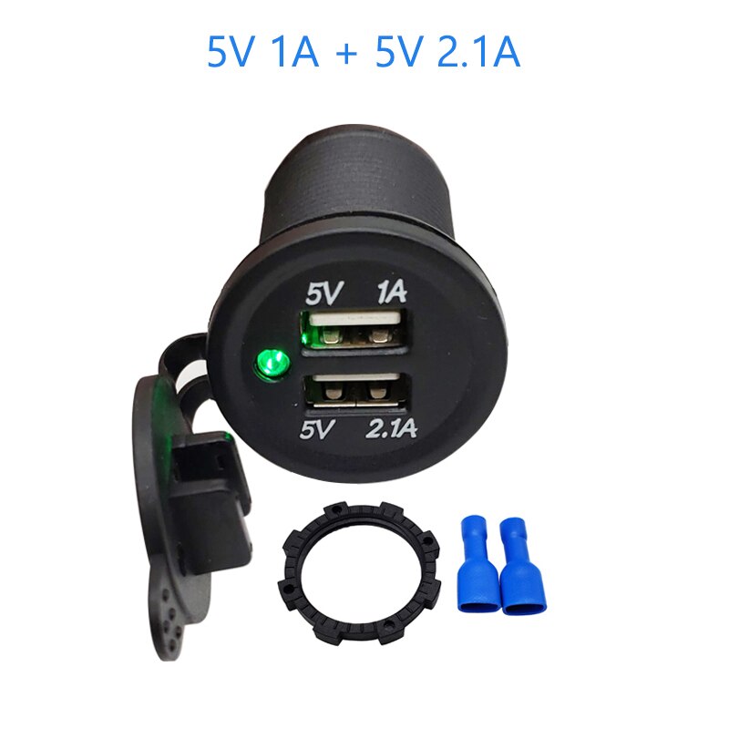 Dual Auto Usb Adapter Oplader Voor Motorcycle Auto Truck Atv Boot Mini Auto Charger Sigarettenaansteker Auto-Oplader 12V 24V: 2