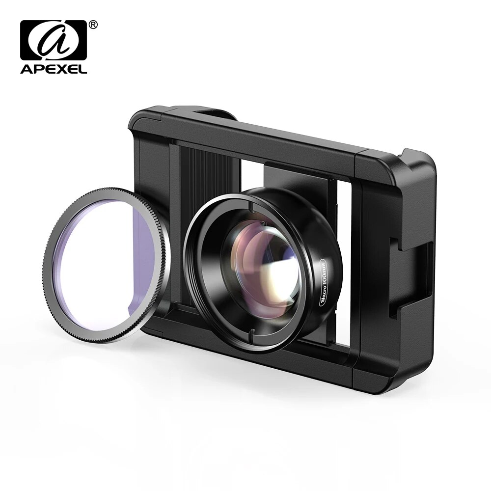 APEXEL Upgrated 4k HD 100mm Macro Micro Lens Met CPL Filter Multifunctionele Klem voor iPhone Samsung en Alle Smartphones
