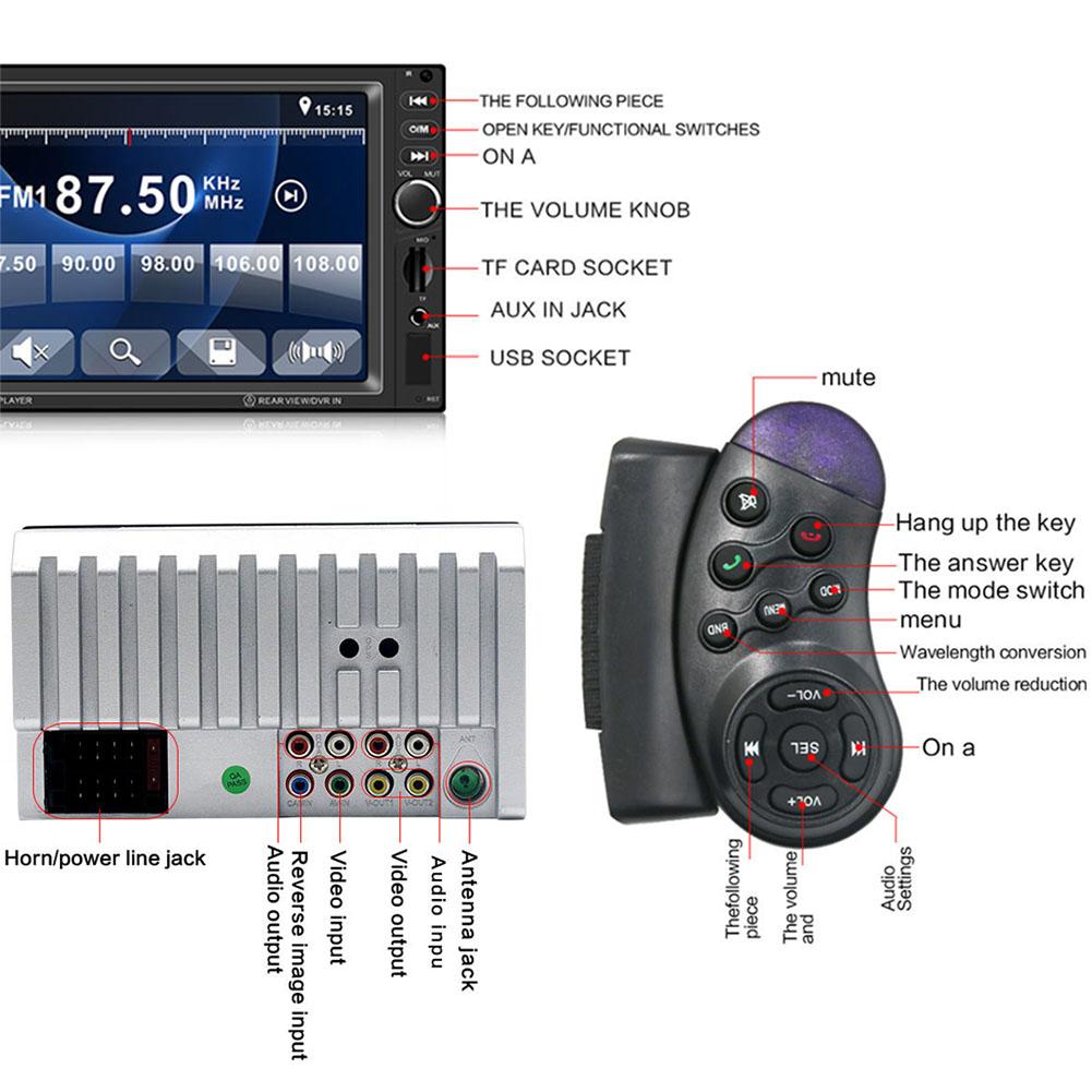 LCD Car Parking Display Bluetooth Hand-Free Phone Call Media Player Radio