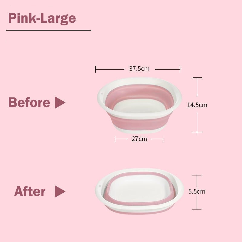 Plastic Folding Basins Portable Wash Basin Home Outdoor Laundry Tub Bathroom Kitchen Accessories Wash Basin 3 Models: Large Pink