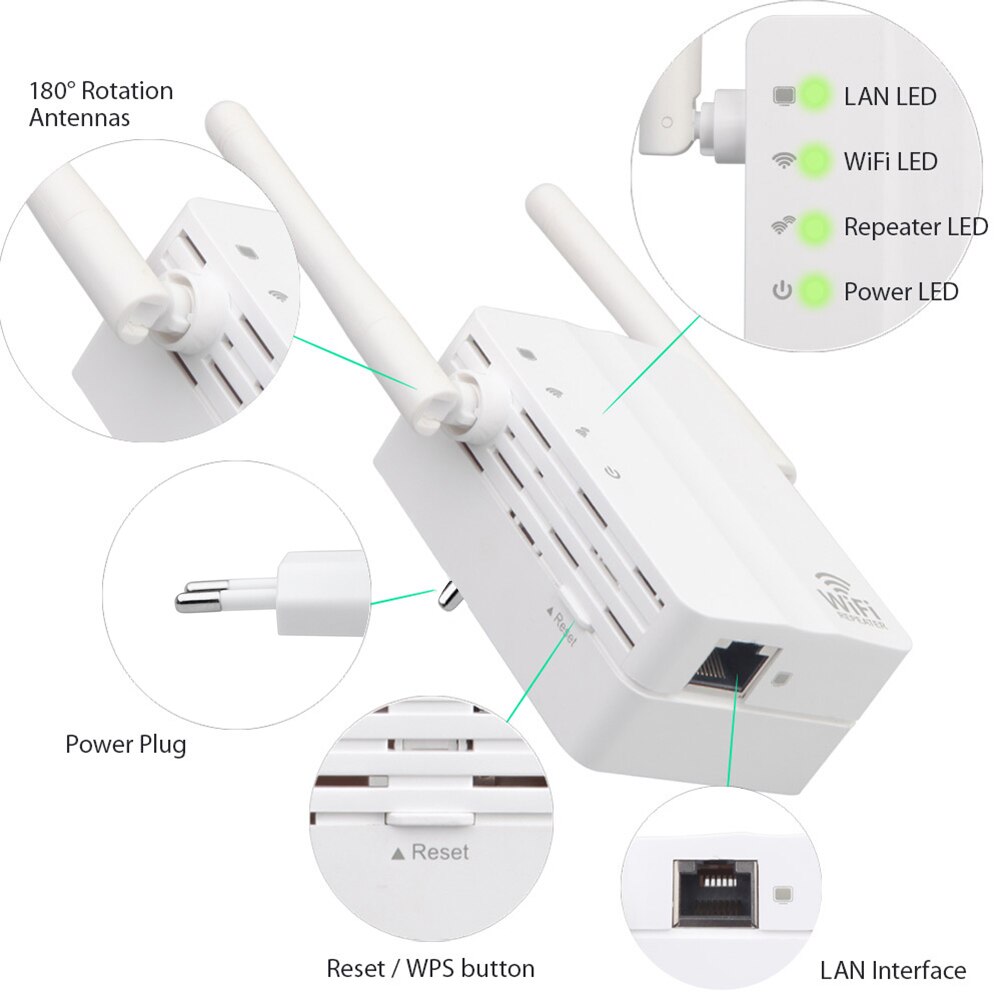 Trådlös wifi repeater wifi extender 300 mbps wi-fi förstärkare långdistans wifi signalförstärkare ultraboost långdistans wifi repiter