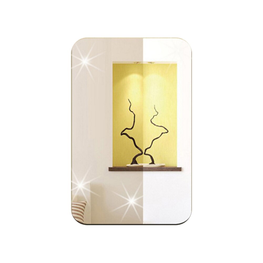 Wall Sticker 3D Mirror Effect Removable Rectangle Oval Background Decoration for Home XHC88: rectangle golden