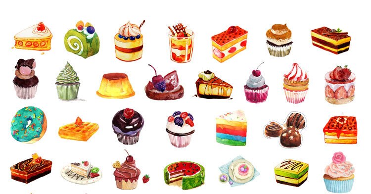 50 pcs/set Cute Cake Stickers Pack Sweet Dessert Cartoon Scrapbooking Sctickers Diy Decoration Journal Stationery: Default Title