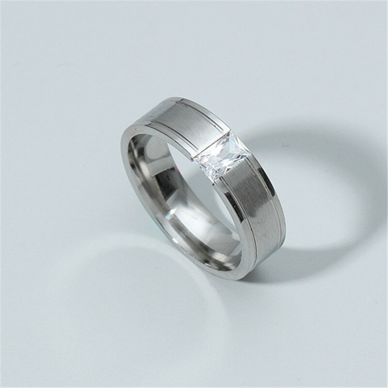 Moredear Mode 6 Mm Rvs Rechthoekige Zirkoon Ring Voor Mannen: 10