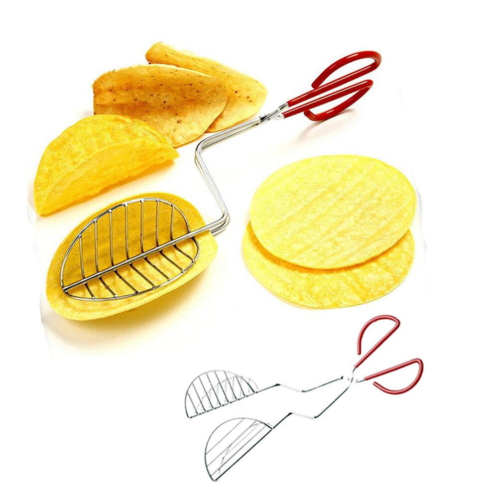 Rvs Taco Shell Maker Tortilla Friteuse Tang Keuken Creatieve Voedsel Clip Duurzaam Barbecue Tang Keuken Gebak Gereedschap