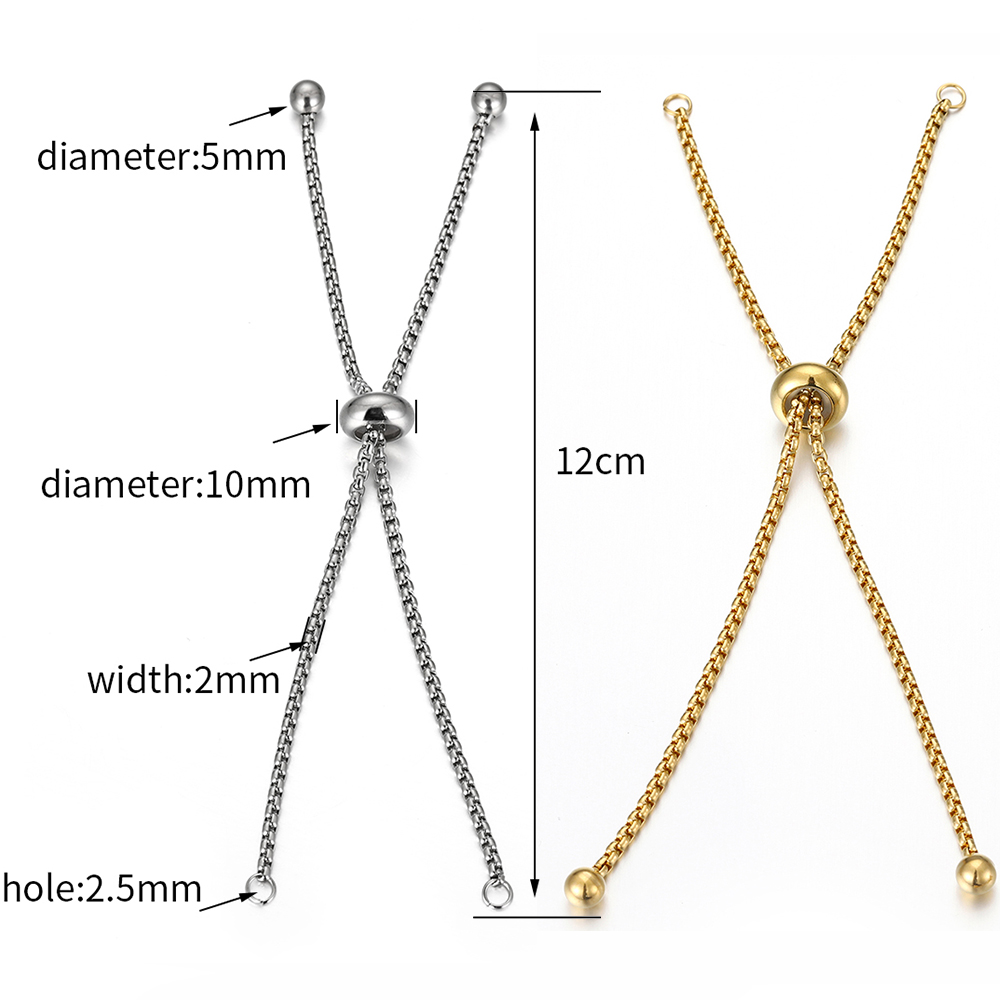 3pcs Stainless Steel Adjustable Slider Chain for Jewelry Making DIY Loops Connector Pendants Bracelets Chain Material Findings
