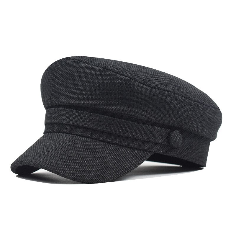 Men Women Light Weight Linen Sailor Hat Newsboy Cap Hat for Ladies Greek Fisherman Cap Beret Cap: black