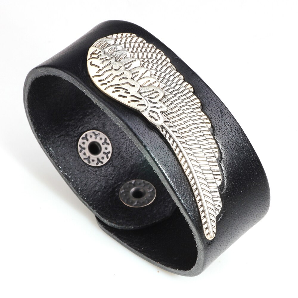 Leather Wings Bracelet for Men Male Wide Charm Bracelets & Bangles Women Party PUNK Jewelry