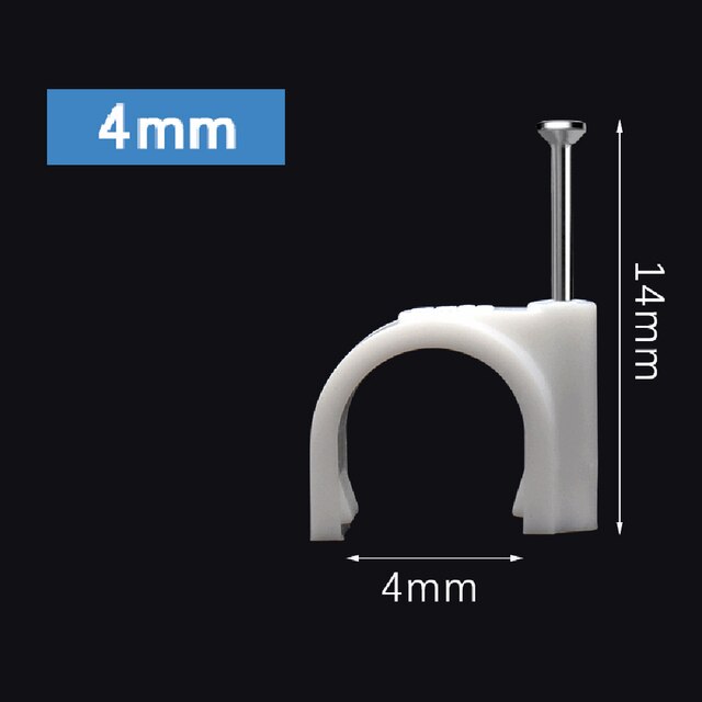 100 Pcs 4mm To 25mm Cable Steel Nail Line Card Card Wire Line Circular Cable Clips Trough Wire Fixing White Wire Retainer: White-4mm
