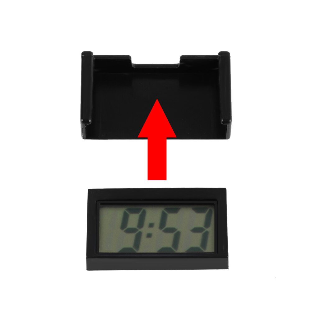 Interior Car Auto Desk Dashboard Digital calendar Clock Black LCD Screen Self-Adhesive Bracket Practical Car Accessories