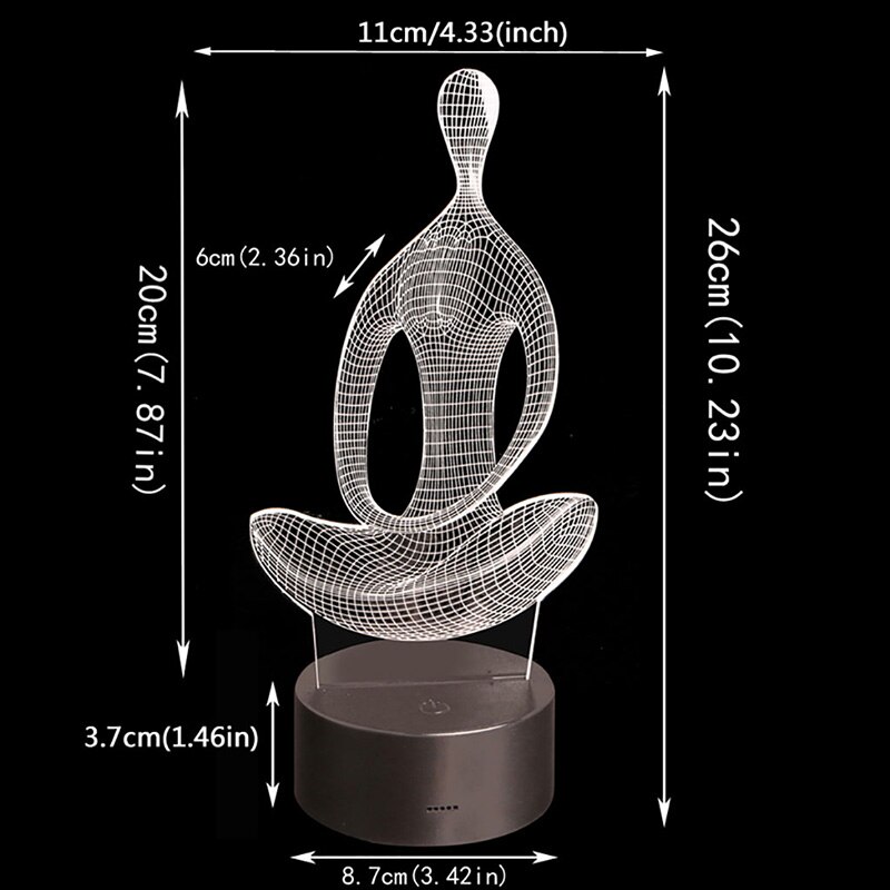 3D Illusion Yoga Meditatie Nachtlampje 7 Kleur Change Led Desk Tafellamp Speelgoed Room Lights Decor