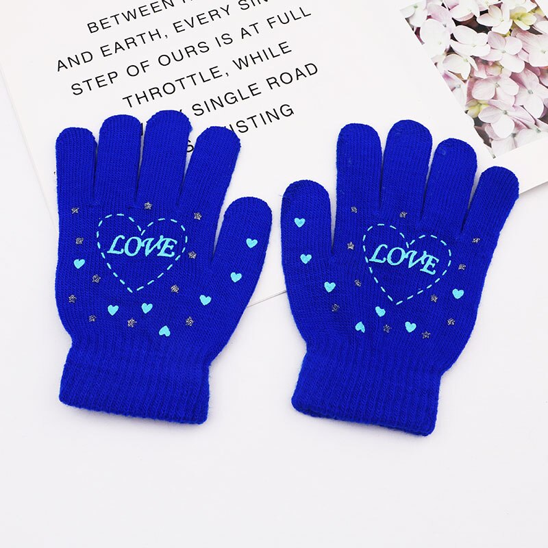 Winter Warm Gloves Children Knitted Stretch Mittens Boys Solid Girls Full Finger Christmas man Glove Knitted: Army Green