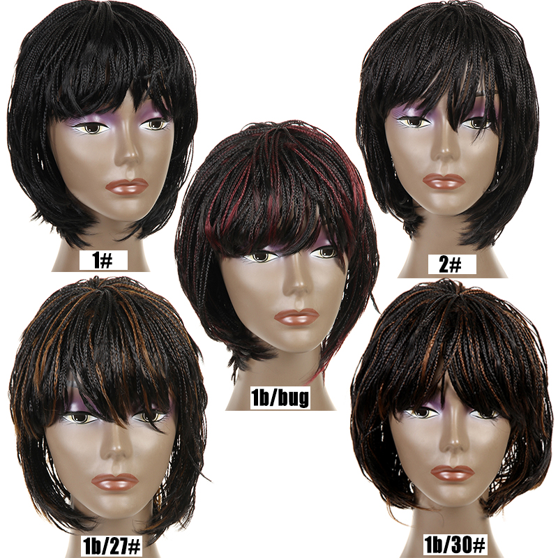 Feibin perruques tressées court Afro torsion synthétique tressage cheveux perruque B195