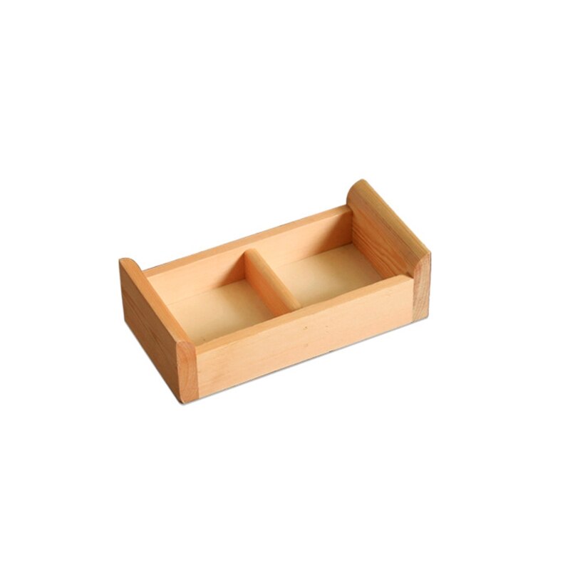 Multi Grid Snack Box Serving Tray Japanese Style Wooden Sushi Plate Candy Dessert Cuisine Storage Container Kitchen Tableware: two grids