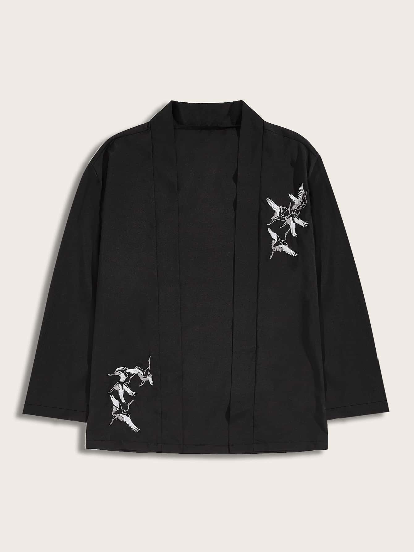 Camicia da uomo kimono frontale aperta con ricamo tradizionale Yukata giapponese semplice stile cinese corona semplice