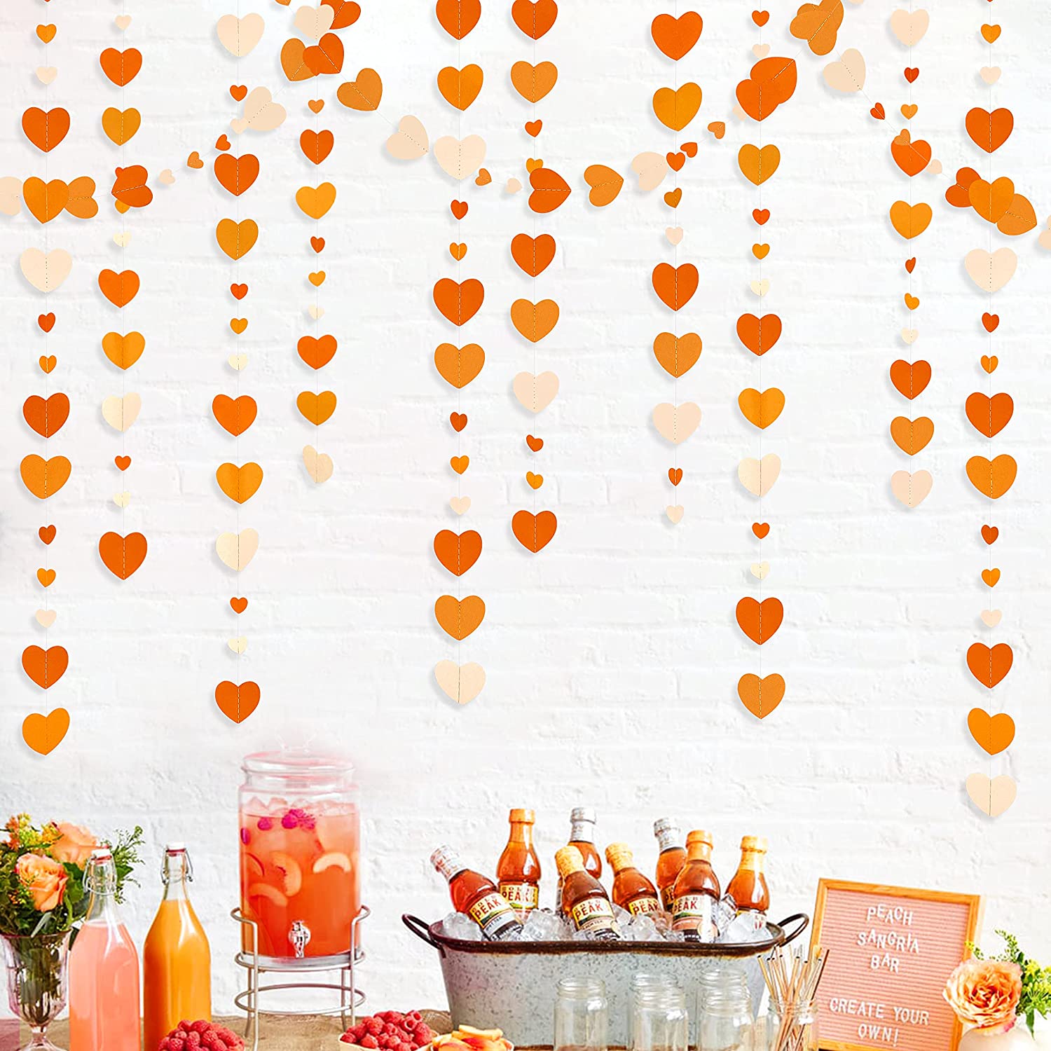 13Ft Papier Weiß Gold Liebe Herz Girlande Stromer Hängen für Bachelorette Hochzeit Braut Dusche Baby Geburtstag Party Dekorationen: Orange