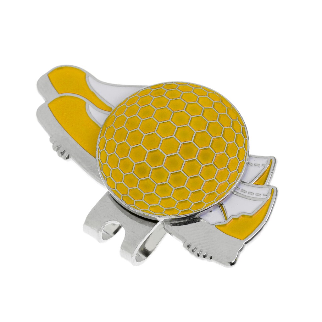 Portable Stainless Steel Shoe Golf Hat Clip And Ball Marker: Yellow