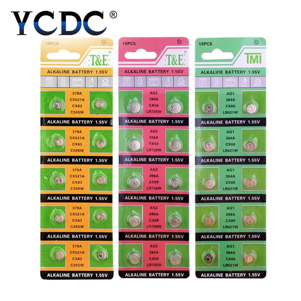 YCDC 10pcs button cell battery AG6 AG12 AG8 AG9 AG10 AG11 1.5V lr1130 bateria pile ag6 pour montre