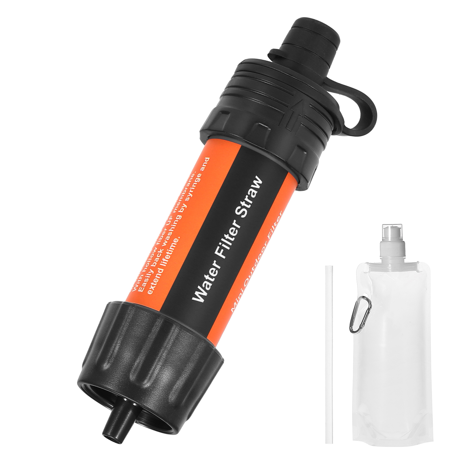 Outdoor Water Filter Stro Water Filtratie-systeem Waterzuiveraar Voor Noodsituaties Camping Reizen Backpacken: 1 piece orange