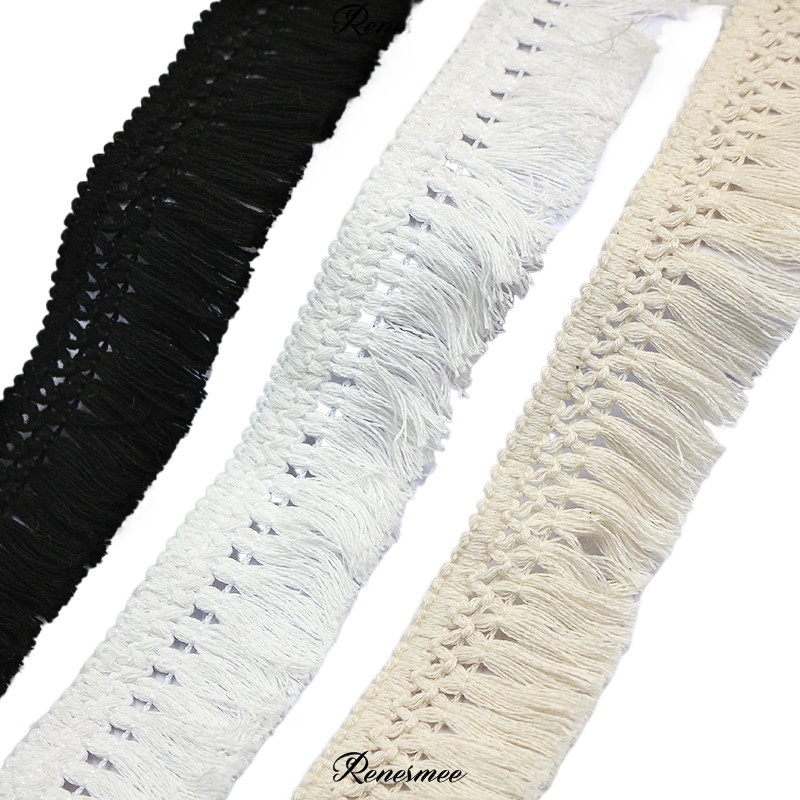 Bufanda de encaje con flecos de algodón de 5 yardas, ropa, alfombra, cortina, adornos decorativos, accesorios para el hogar DIY, 4cm de ancho