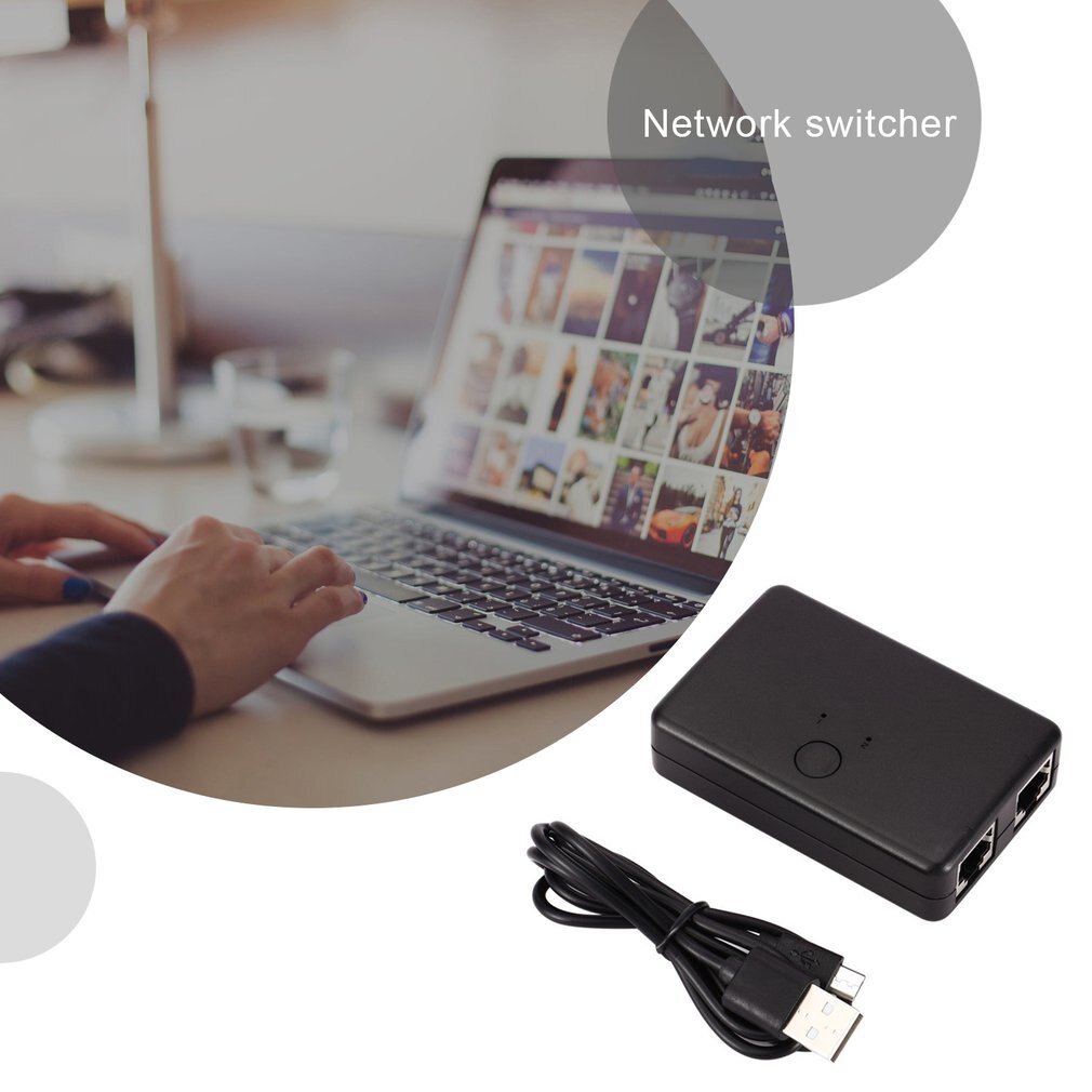 2 Poort Netwerk Switch Lan Kat Selector Mini Internet Interne Externe Netwerk Switcher RJ45-2M Netwerk Switcher Sharer