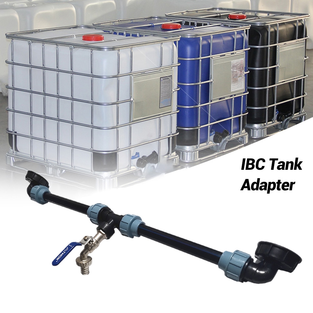 Ibc Tank Tap Adapter Polyethyleen Ibc Tank Draad Kraan Met 1 Buis En 2 Gebogen Connectors Afvoer Adapter