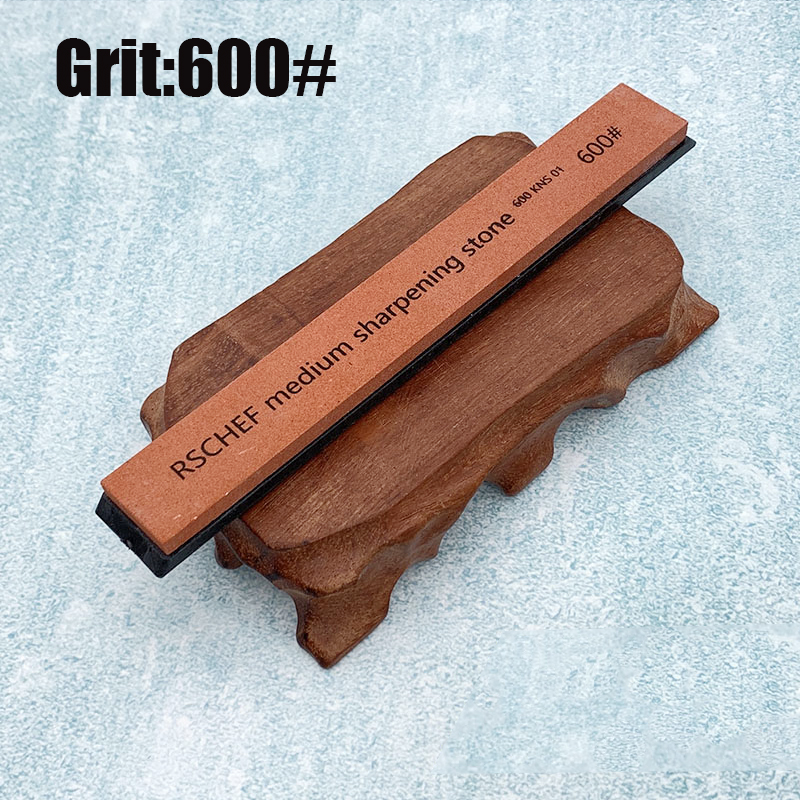 Small sharpening stone with base for kitchen knife Fixed angle sharpener outdoor whetstone Apex edge White corundum: 600 Grit