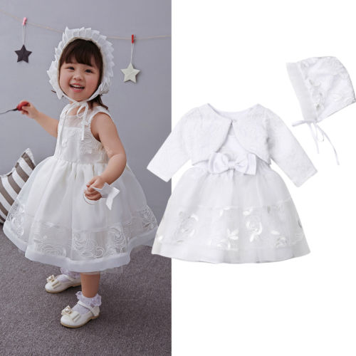 3 stk baby piger prinsessekjole kjole blonder barnedåb bryllup fødselsdag fest brudepige formelle kjoler tøj