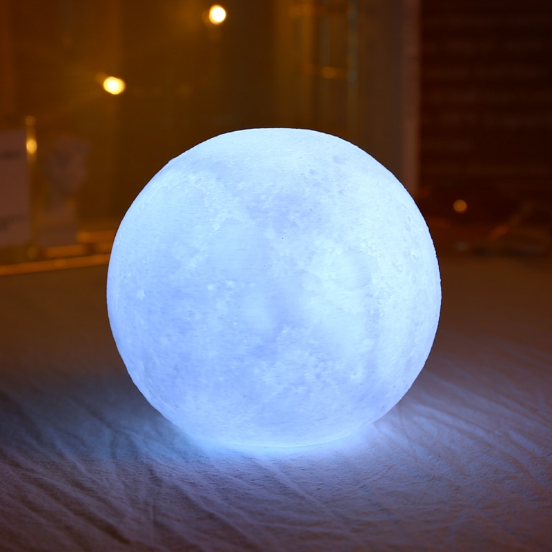 10cm Maan Licht 3D Print Kleurrijke Verandering Maan Globe Lamp Luna Maan Nachtlampje Usb Touch Switch Thuis Slaapkamer decor