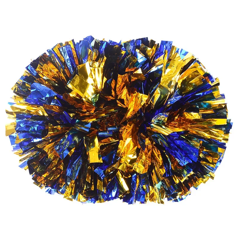 Pompones de porristas con mango, bolas de animación, oro grande, plata, rojo, amarillo, azul, pompones de baile de mano, accesorios para mujeres y niños, 1 ud.: Multicolor