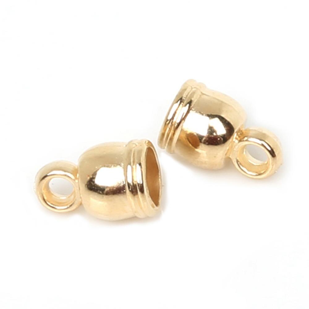 50 teile/los Ohrringe Halskette Ende Spitze Quaste Caps Leder Cord Crimps End Caps Perlen Kappe Verschluss Für DIY Schmuck Machen: Gold / 8x13mm