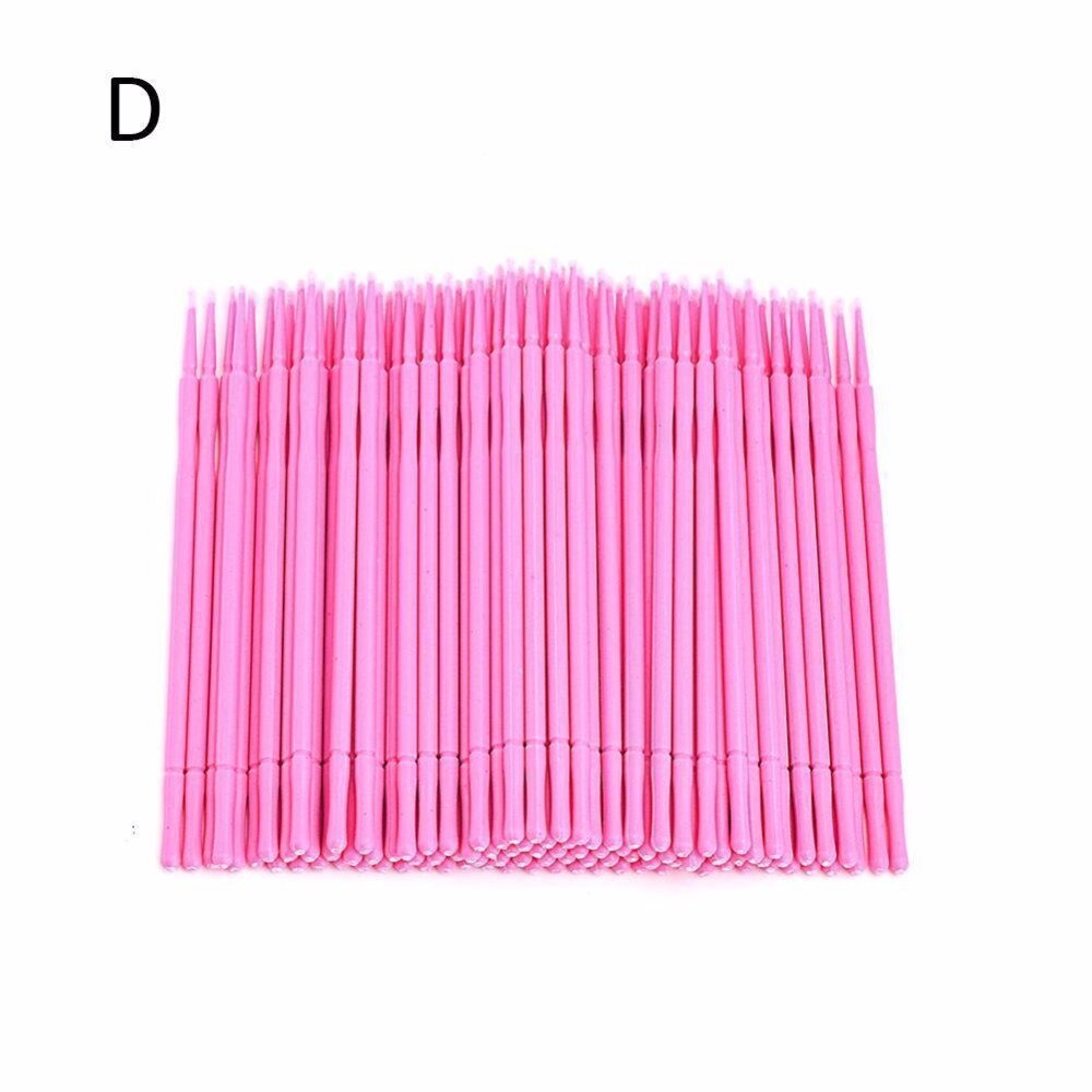 100 stks/zak Wegwerp Micro Borstel Wimpers Extension Wattenstaafje Pro Micro Borstel Individuele Lash Verwijderen Voor Wimper Extensions Tools: Deep Pink (M)