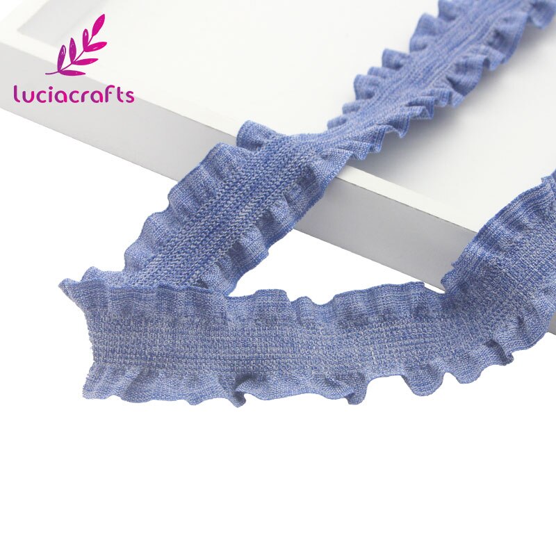 Lote de 2/6 yardas de cinta de cintas elásticas de 25mm, rollo de adorno de encaje, tocado DIY, accesorios de costura para prendas N0602: C4 Blue 2yards