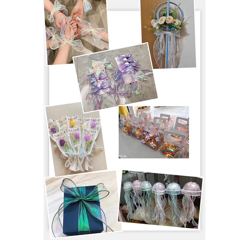 Cinta de Organza de seda con borde ondulado de arcoíris, Material de lazo, cintas de encaje, adorno para el pelo, tela de costura, decoración de ropa, 4CM/10 yardas