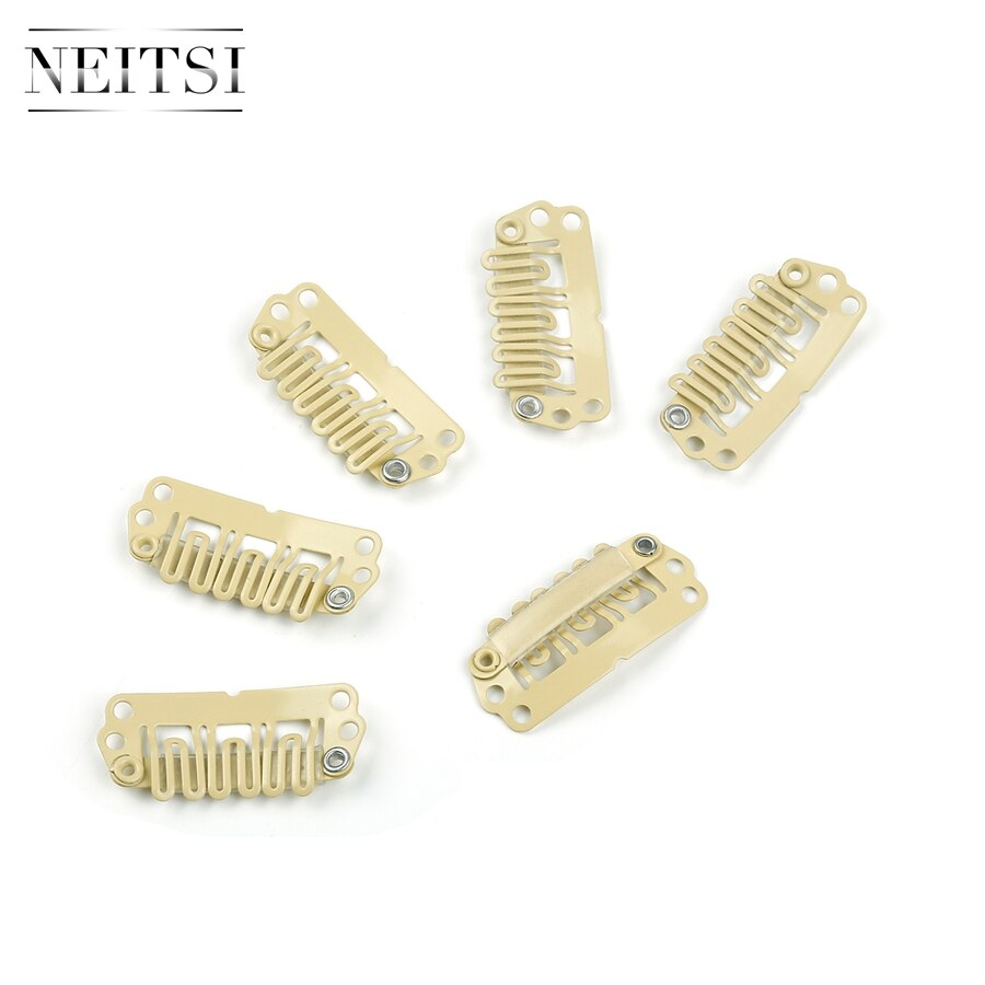 Neitsi U Shape Clips Stainless Steel Hair Snap Clips for Feather Clip In Hair Extensions Wigs Weft 2.8cm 50pcs/pack 5 Colors
