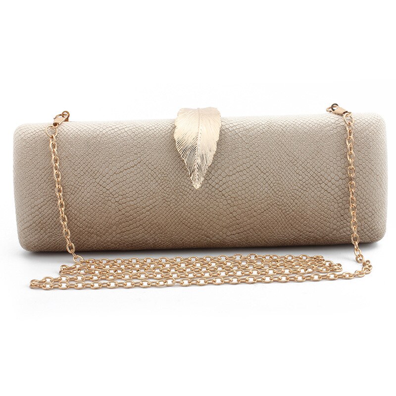 Leaf Clasp Women Clutches Velvet Evening Bags Ladies Gala Dinner Clutch Chain Shoulder Handbags and Purses: Gold