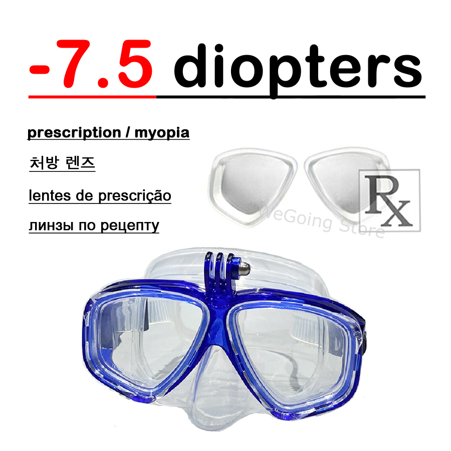 Gopro Optisch Duikmasker Bijziend Duikbril Camerahouder Aangepaste Dioptrie Duikbril met Receptlens: Clear