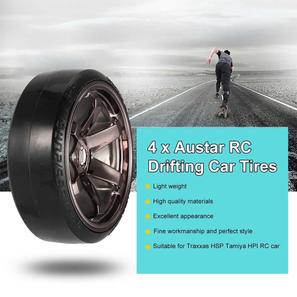 4Pcs RC Duri Modello Drift Pneumatici Della Rotella Del Pneumatico per Traxxas HSP Tamiya HPI 1:10 RC On-road Del Veicolo alla deriva Auto Duro Set di Pneumatici