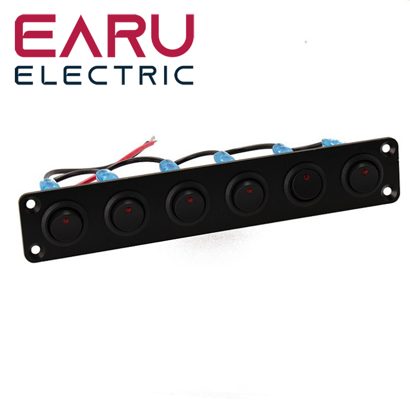 Panel de interruptor de palanca Universal de 12V, 1-6 entradas, USB, para coche, barco, camión, RV marino, accesorios de estilo LED azul, interruptor basculante marino: YELLOW