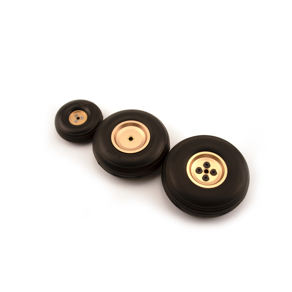 2PCS RC Airplane PU Wheels Tires With Aluminum Alloy Golden Hub 1inch to 5inch for Aircraft Model