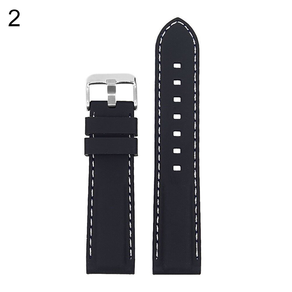 18mm-24mm bredde myk silikon klokkerem spenne klokkerem erstatning armbånd klokkerem: 8 svart hvit 24mm